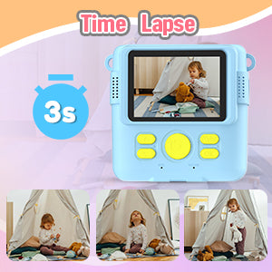 Instant Print Camera for Kids, Christmas Birthday Gifts for Girls Boys, HD Digital Video Cameras for Toddler, Portable Toy for 4 5 6 7 8 9 10 Year Old Girl with 32GB SD Card-Purple