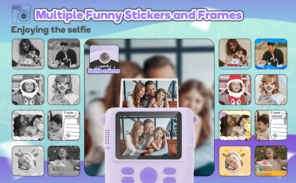 Instant Print Camera Toys for Toddlers Age 3-8,Boys and Girls Birthday Gifts with 1080P HD Video Recording,Kids Selfie Digital Camera Electronic Travel Game with Photo Paper 6 Color Pen,Purple