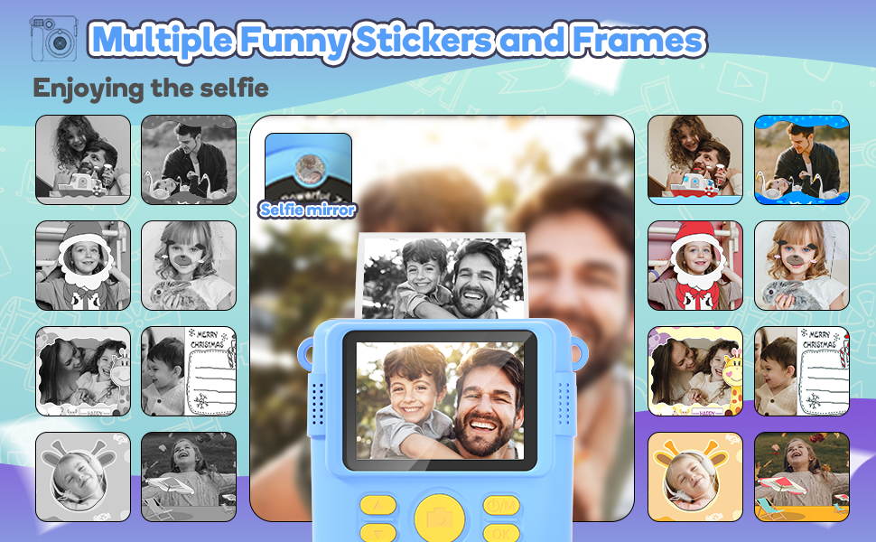 Instant Print Camera Toys for Toddlers Age 3-8,Boys and Girls Birthday Gifts with 1080P HD Video Recording,Kids Selfie Digital Camera Electronic Travel Game with Photo Paper 6 Color Pen,Blue