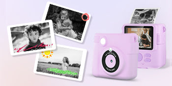 Instant Print Camera for Kids, Christmas Birthday Gifts for Girls Boys, HD Digital Video Cameras for Toddler, Portable Toy for 4 5 6 7 8 9 10 Year Old Girl with 32GB SD Card-Purple