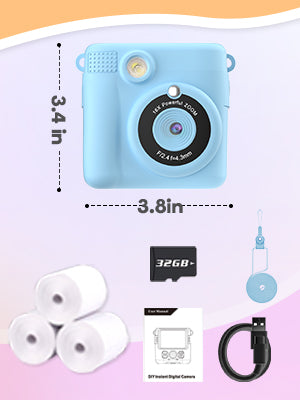 Instant Print Camera for Kids, Christmas Birthday Gifts Girls Boys Age 3-12, HD Digital Video Cameras Toddler, Portable Toy 3 4 5 6 7 8 9 10 Year Old Girl with 32GB SD Card-Pink